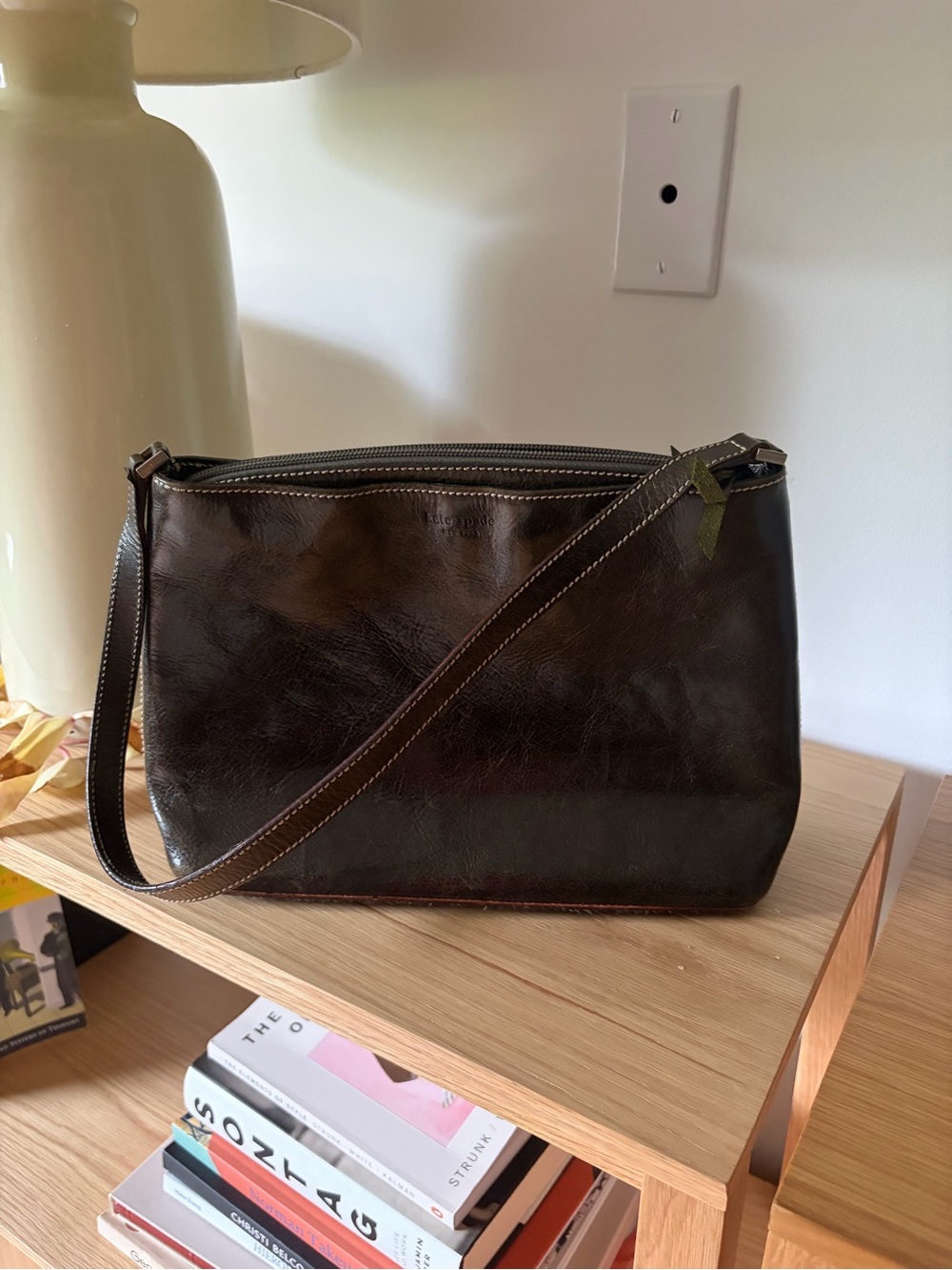 Vintage Dark Olive Green Kate Spade Leather shoulder Bag